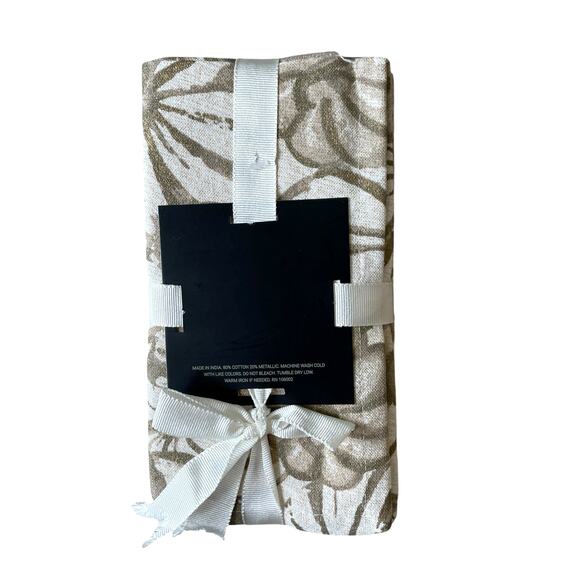 Rachel Zoe Fall Pumpkin Cotton Dinner Napkins 18x18 Beige Gold Fleck Set of 8 - Picture 11 of 12